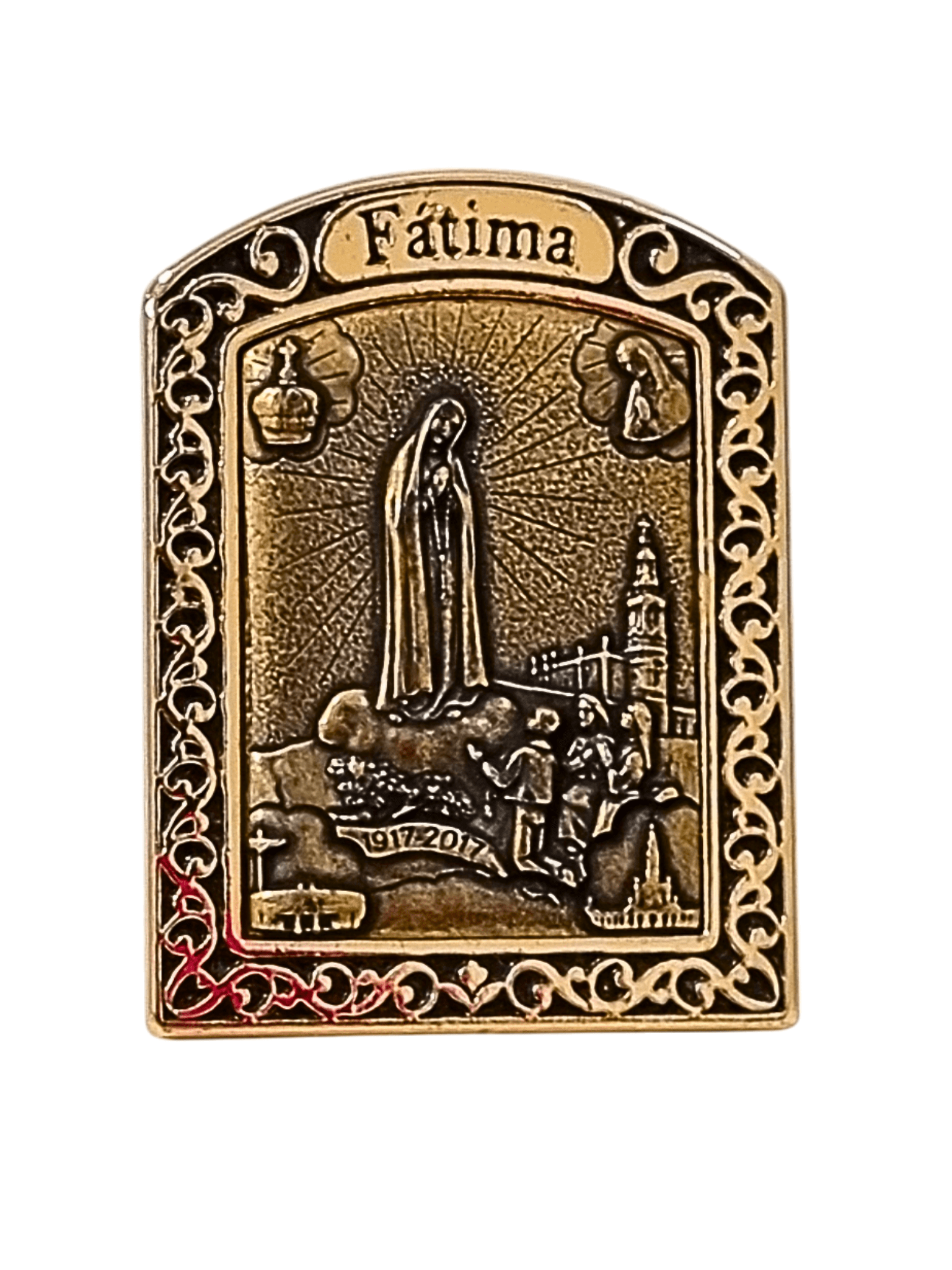 Adorno Dourado Nossa Senhora de Fátima 5,5 cm-TerraCotta Arte Sacra