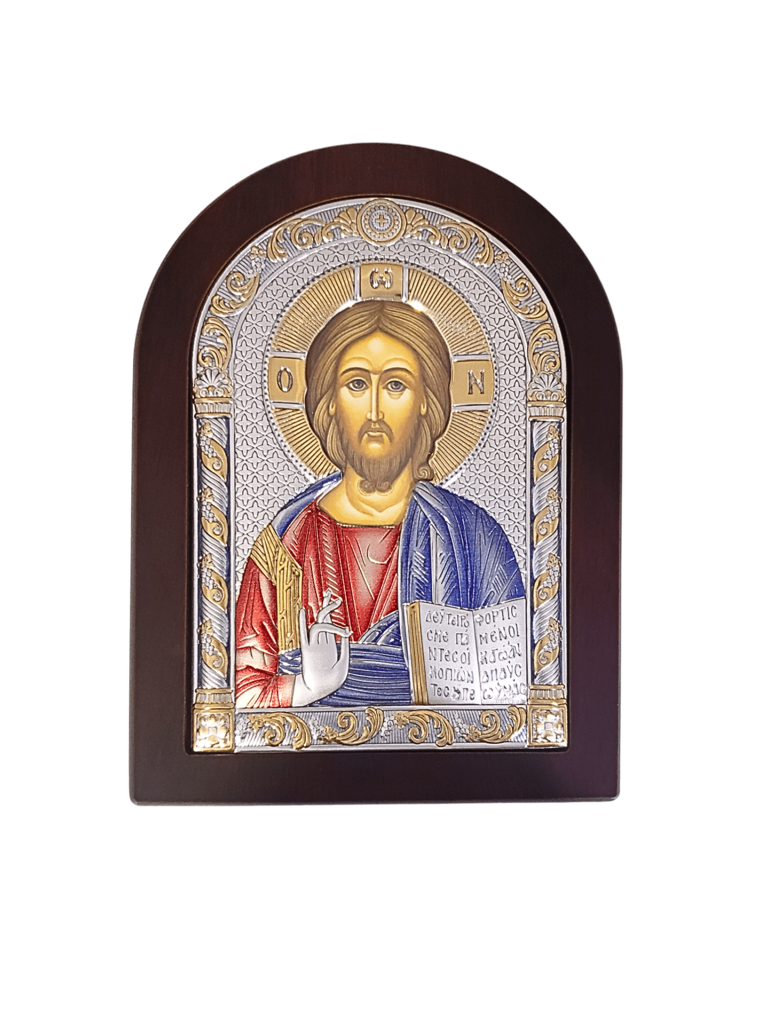 Adorno Italiano de Prata Cristo Pantocrator Colorido 11,5 cm x 16 cm-TerraCotta Arte Sacra