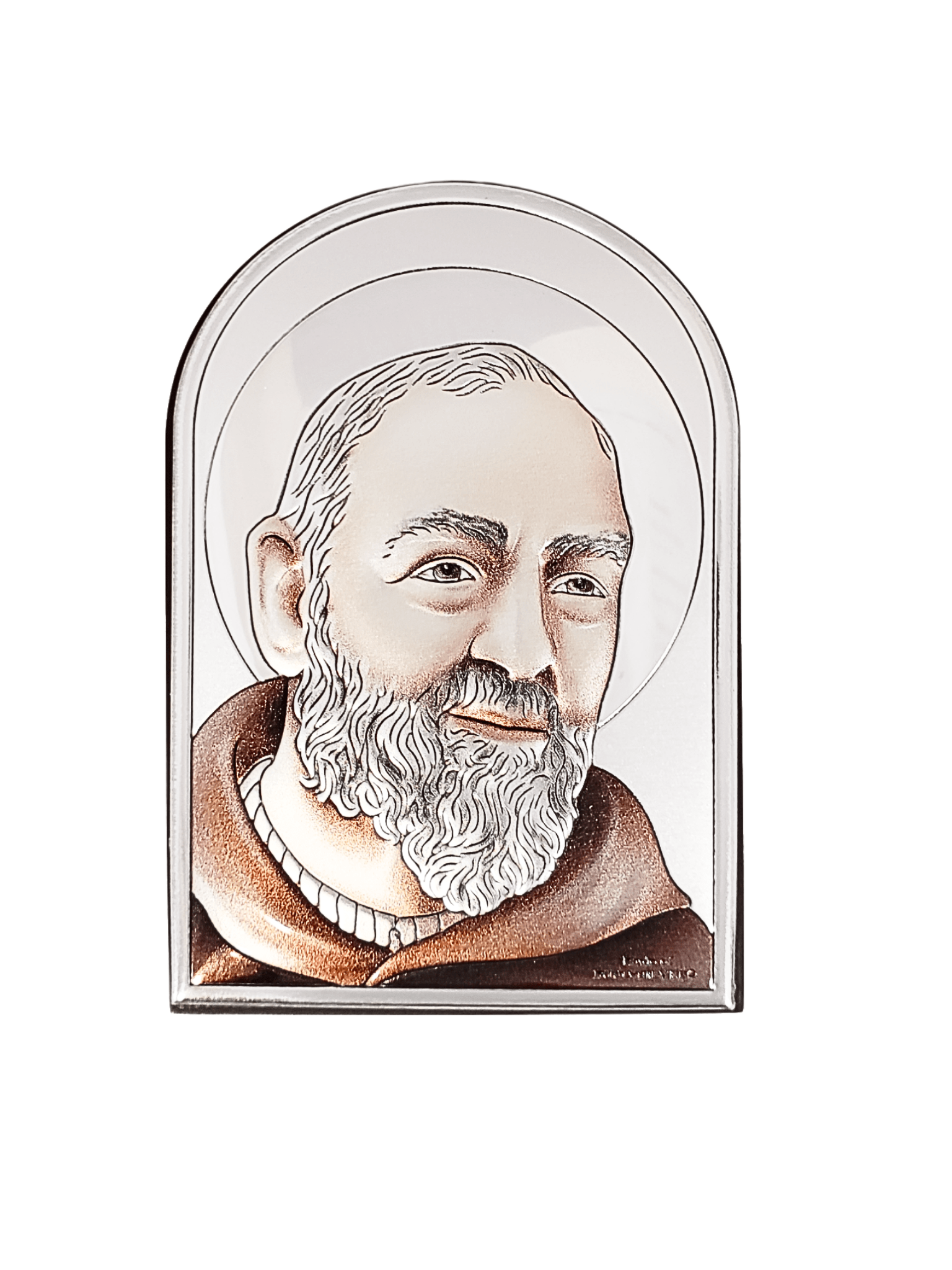 Adorno Italiano de Prata Padre Pio 7,5 cm x 11 cm-TerraCotta Arte Sacra