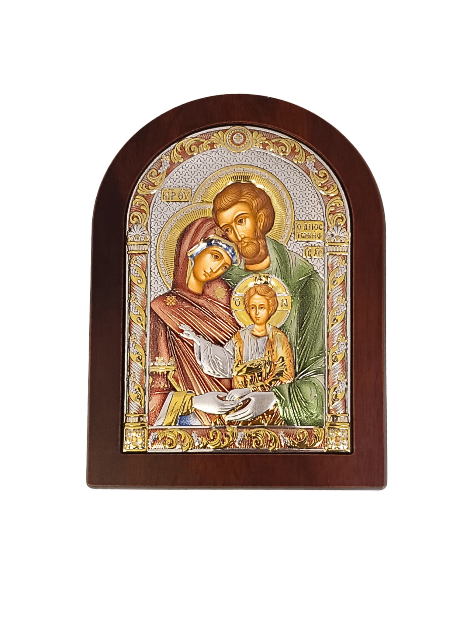 Adorno Italiano de Prata ícone Sagrada Família Colorido 11,5 cm x 16 cm-TerraCotta Arte Sacra