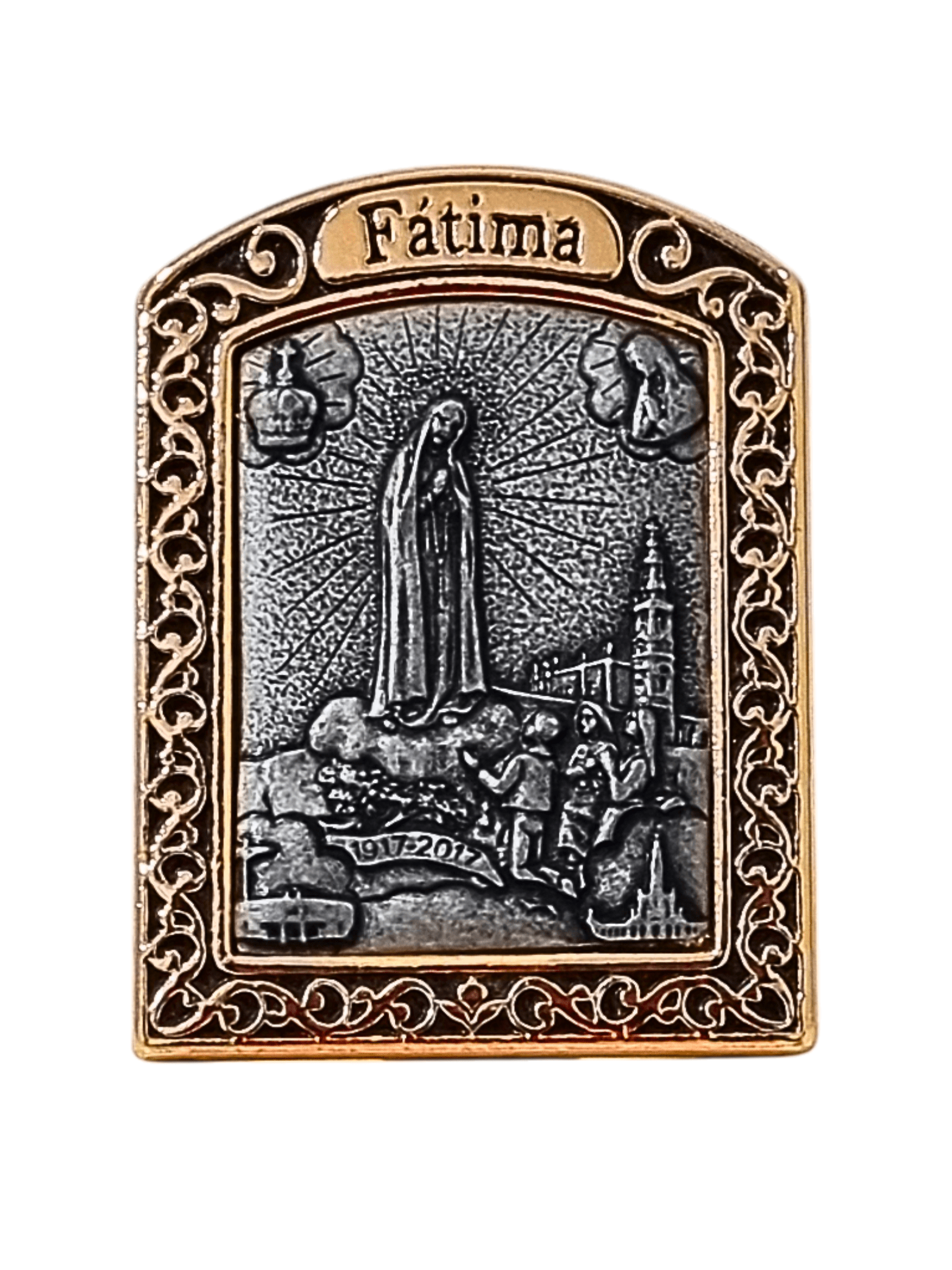 Adorno Prateado Nossa Senhora de Fátima 5,5 cm-TerraCotta Arte Sacra