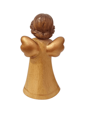 Anjo da Guarda Bege com Corneta em Madeira 10 cm-TerraCotta Arte Sacra