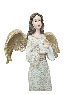 Anjo em Resina com Pomba-TerraCotta Arte Sacra