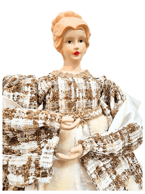 Anjo para Topo de Árvore Veste Linho Marrom 60 cm-TerraCotta Arte Sacra