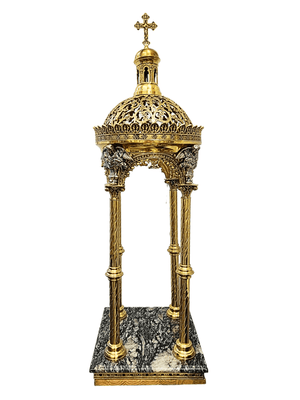 Baldaquino de Bronze em Estilo Clássico com Granito Indiano 130 cm-TerraCotta Arte Sacra