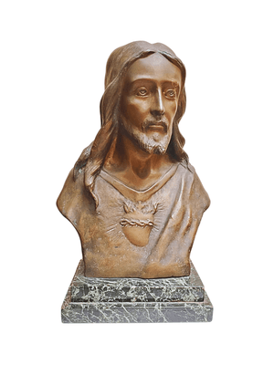 Busto Sagrado Coração de Jesus em Bronze 32 cm-TerraCotta Arte Sacra