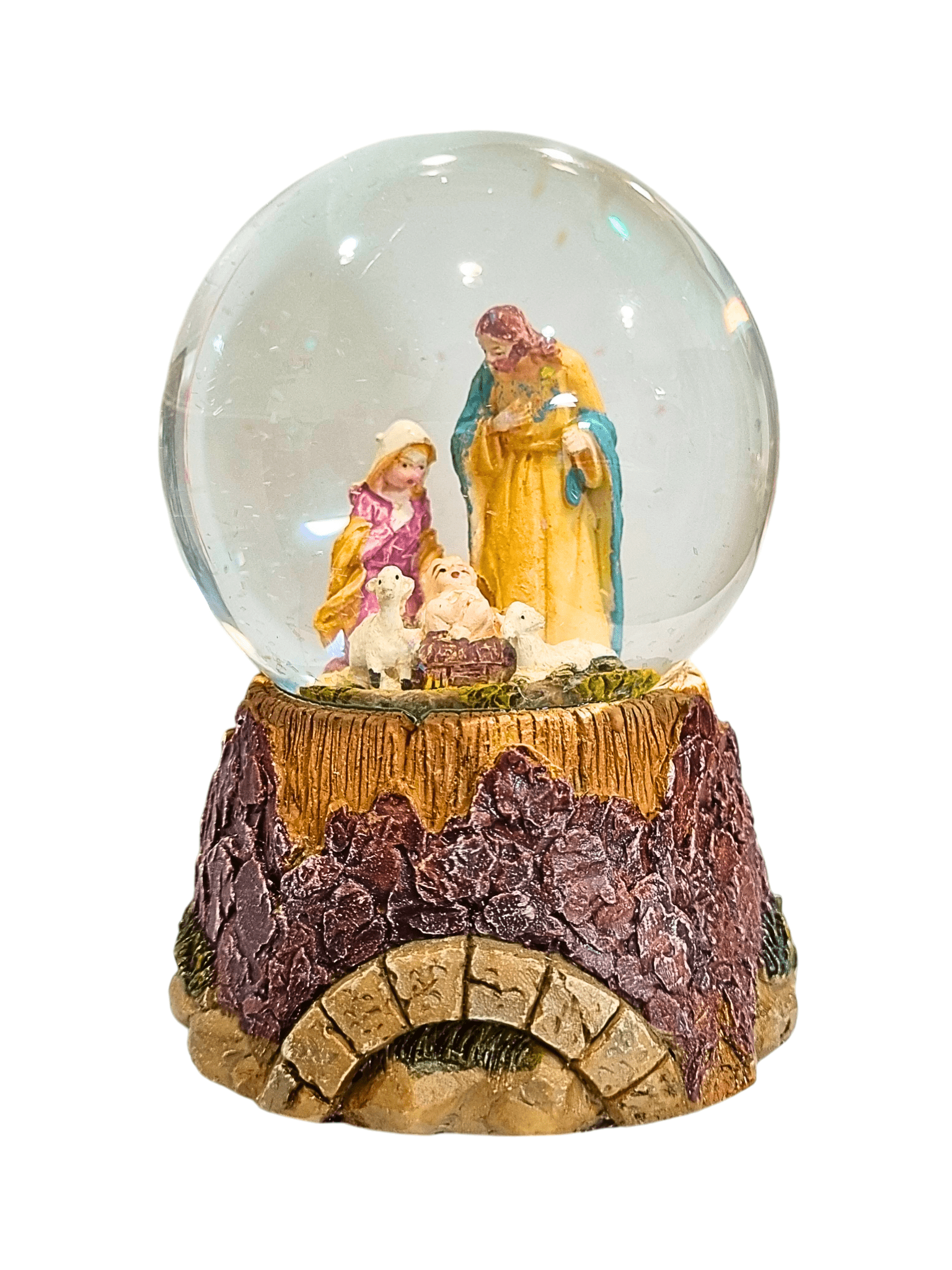 Globo de Natal Sagrada Família com Ovelhas 12 cm-TerraCotta Arte Sacra