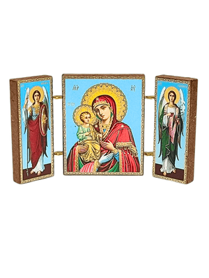 Ícone Bizantino Russo Mãe de Deus das Três Mãos 5,5 x 9,5 cm-TerraCotta Arte Sacra