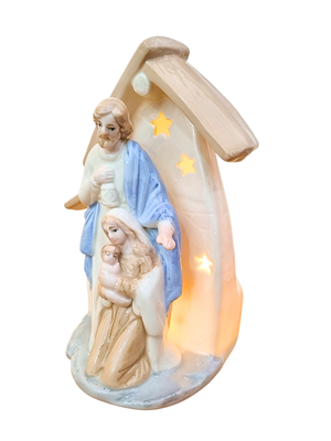 Imagem Sagrada Família em Porcelana com LED 17 cm-TerraCotta Arte Sacra