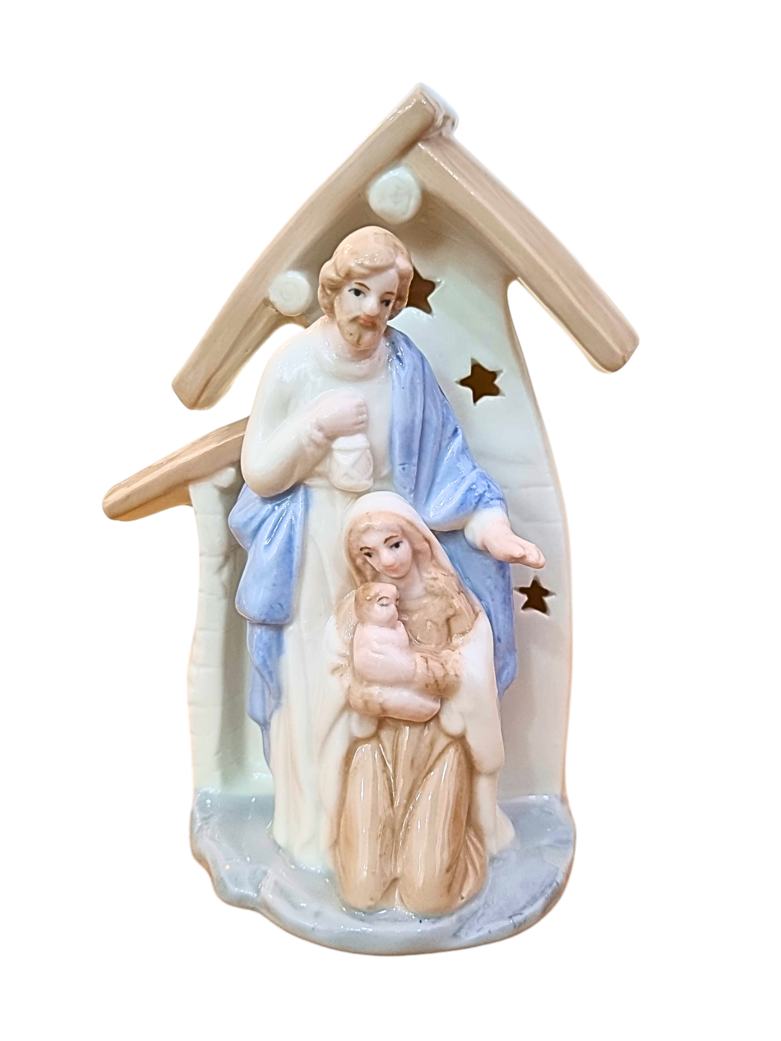 Imagem Sagrada Família em Porcelana com LED 17 cm-TerraCotta Arte Sacra