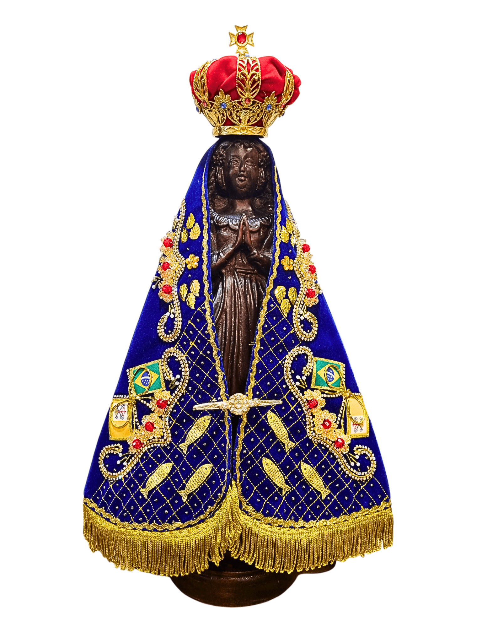 Imagem de Nossa Senhora Aparecida Fac-Símile em Madeira com Manto Pesca Milagrosa 45 cm-TerraCotta Arte Sacra