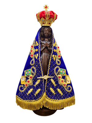 Imagem de Nossa Senhora Aparecida Fac-Símile em Madeira com Manto Pesca Milagrosa 45 cm-TerraCotta Arte Sacra