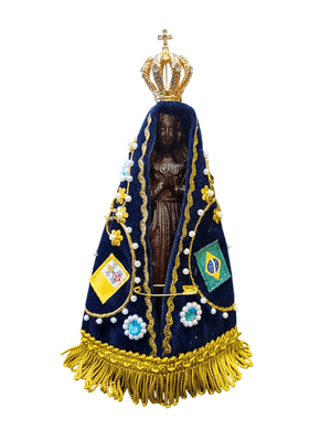 Imagem de Nossa Senhora Aparecida Fac-Símile em Madeira com Manto e Coroa 18 cm-TerraCotta Arte Sacra