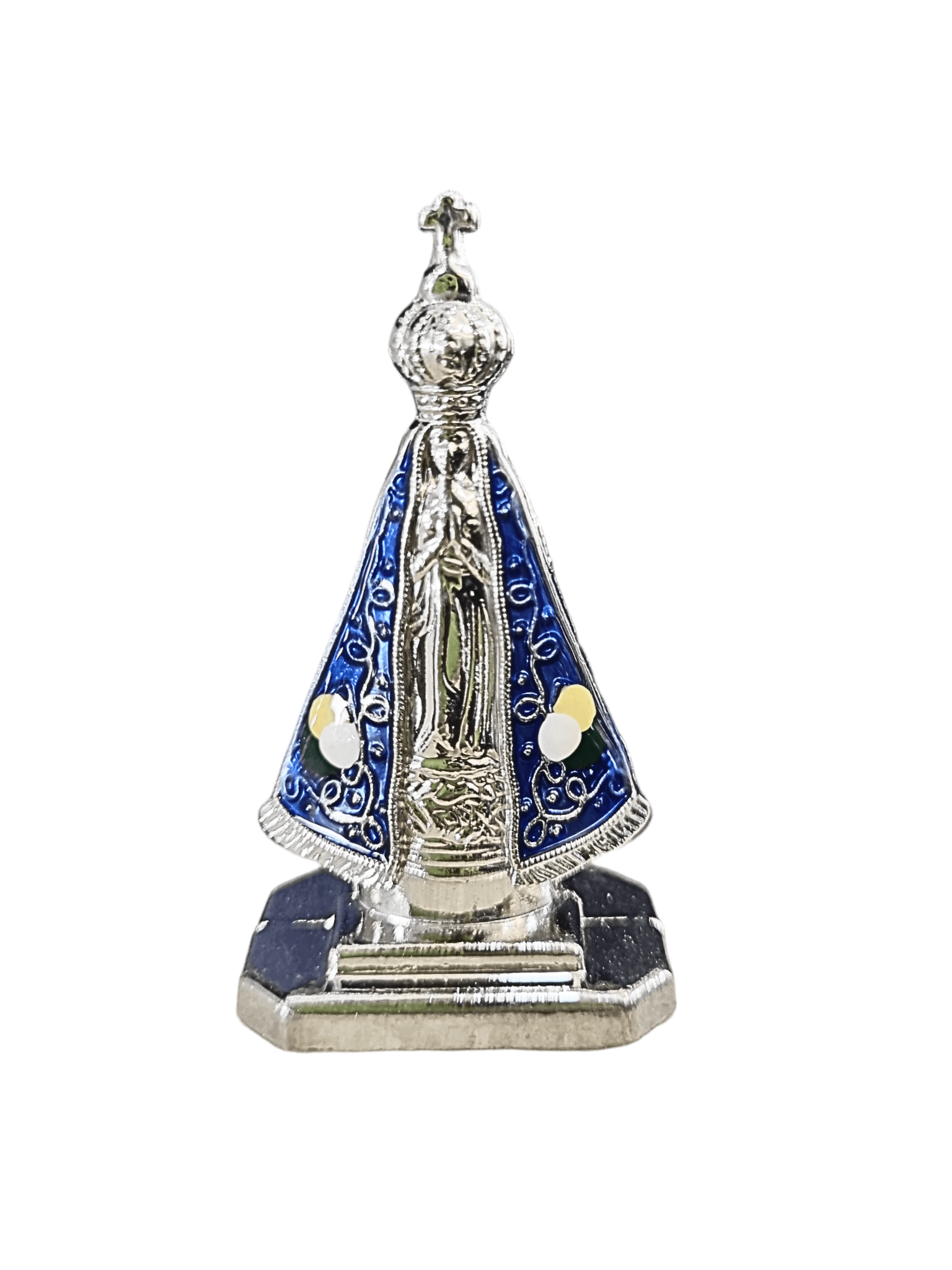 Imagem de Nossa Senhora Aparecida Para Carro Prateada 5,5 cm-TerraCotta Arte Sacra