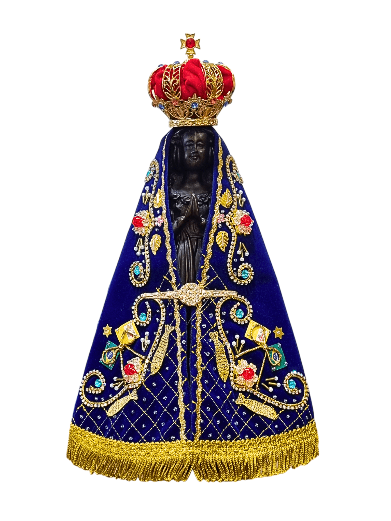 Imagem de Nossa Senhora Aparecida em Pó de Mármore com Manto Pesca Milagrosa 29 cm-TerraCotta Arte Sacra