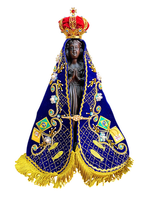 Imagem de Nossa Senhora Aparecida em Pó de Mármore com Manto Pesca Milagrosa 42 cm-TerraCotta Arte Sacra