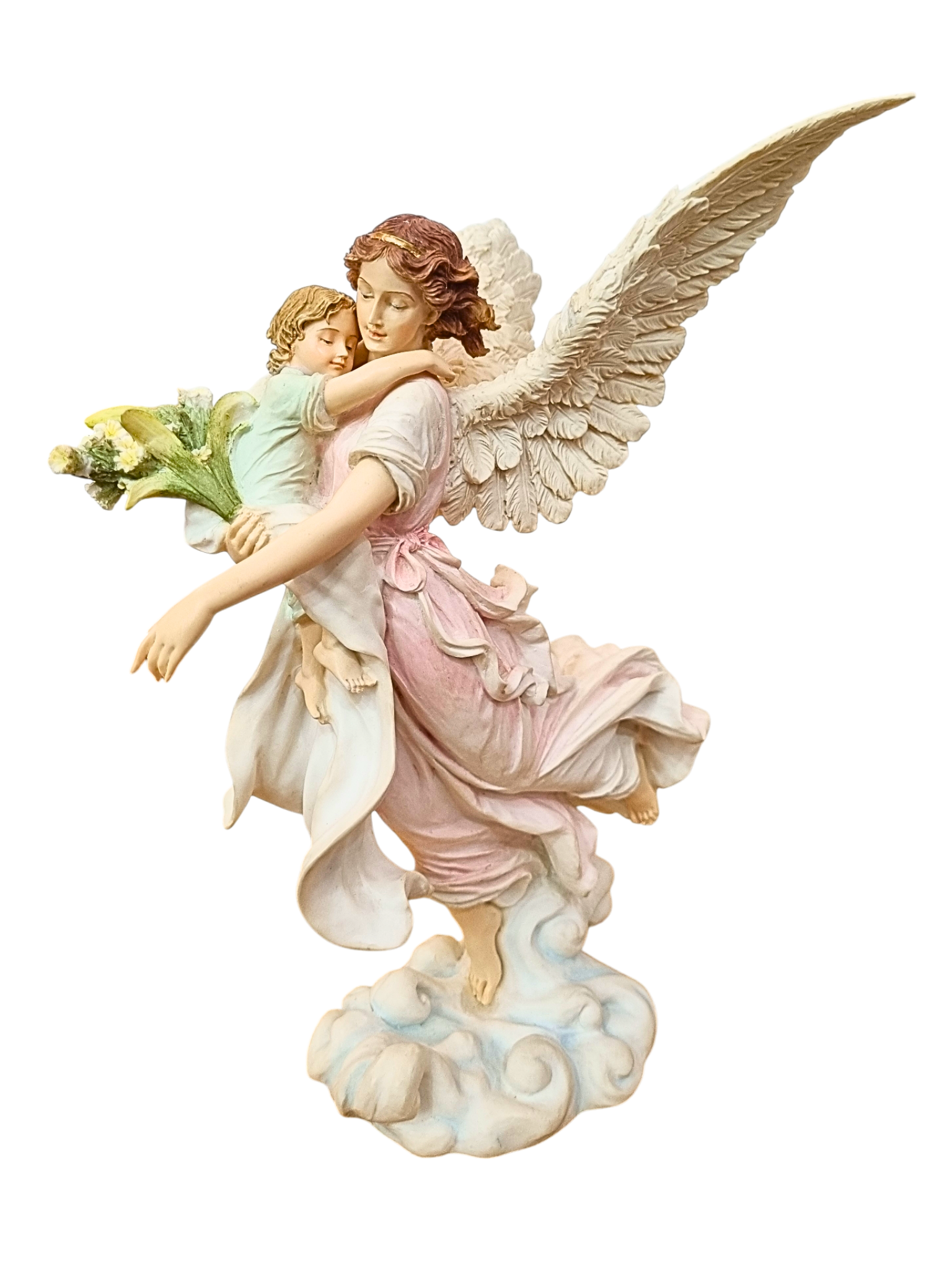 Imagem do Anjo da Guarda em Resina 28 cm-TerraCotta Arte Sacra