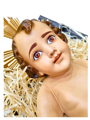 Menino Jesus em Pó de Mármore Colorido com Olhos de Vidro 45 cm-TerraCotta Arte Sacra