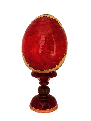 Ovo Russo em Madeira Fabergé Ícone Mãe de Deus de Jerusalém 13 cm-TerraCotta Arte Sacra