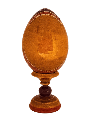 Ovo Russo em Madeira Fabergé Ícone Mãe de Deus de Jerusalém 13 cm-TerraCotta Arte Sacra