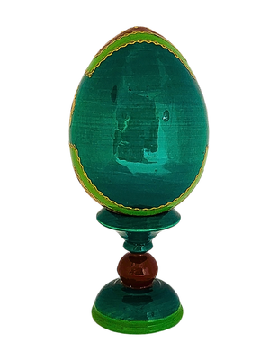 Ovo Russo em Madeira Fabergé Ícone Mãe de Deus de Jerusalém 13 cm-TerraCotta Arte Sacra