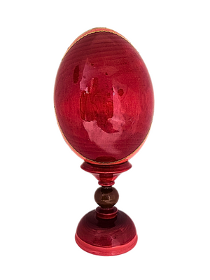 Ovo Russo em Madeira Fabergé Ícone Mãe de Deus de Jerusalém 16 cm-TerraCotta Arte Sacra