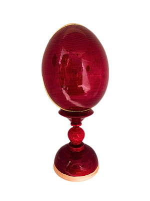 Ovo Russo em Madeira Fabergé Ícone Mãe de Deus de Jerusalém 20 cm-TerraCotta Arte Sacra