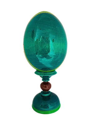 Ovo Russo em Madeira Fabergé Ícone Nossa Senhora Mãe de Deus 16 cm-TerraCotta Arte Sacra