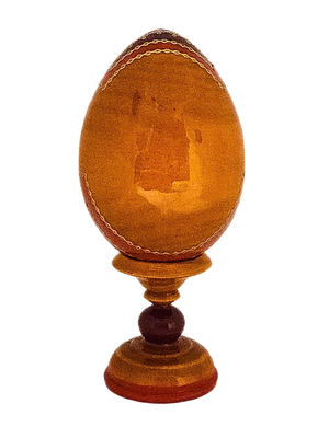 Ovo Russo em Madeira Fabergé Ícone Nossa Senhora da Ternura 13 cm-TerraCotta Arte Sacra