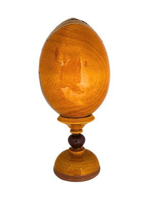 Ovo Russo em Madeira Fabergé Ícone Nossa Senhora da Ternura 16 cm-TerraCotta Arte Sacra