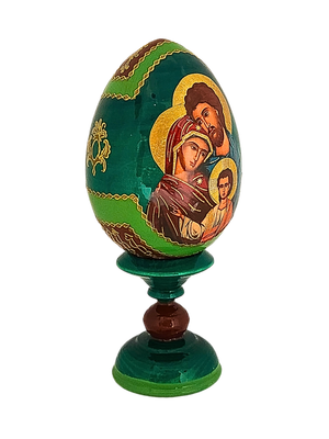 Ovo Russo em Madeira Fabergé Ícone Sagrada Família 13 cm-TerraCotta Arte Sacra