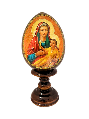 Ovo Russo em Madeira Ícone Nossa Senhora 13 cm-TerraCotta Arte Sacra