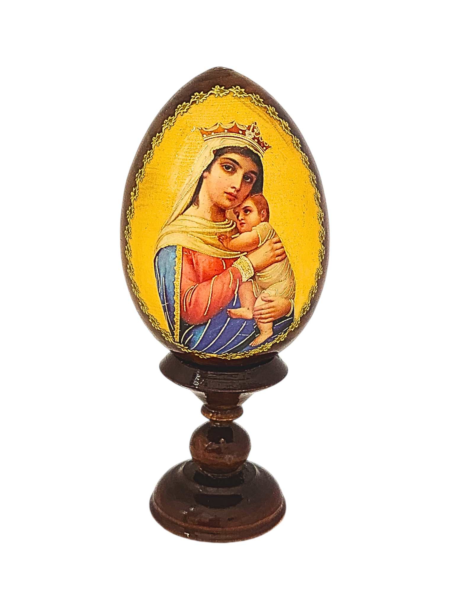 Ovo Russo em Madeira Ícone Nossa Senhora 13 cm-TerraCotta Arte Sacra