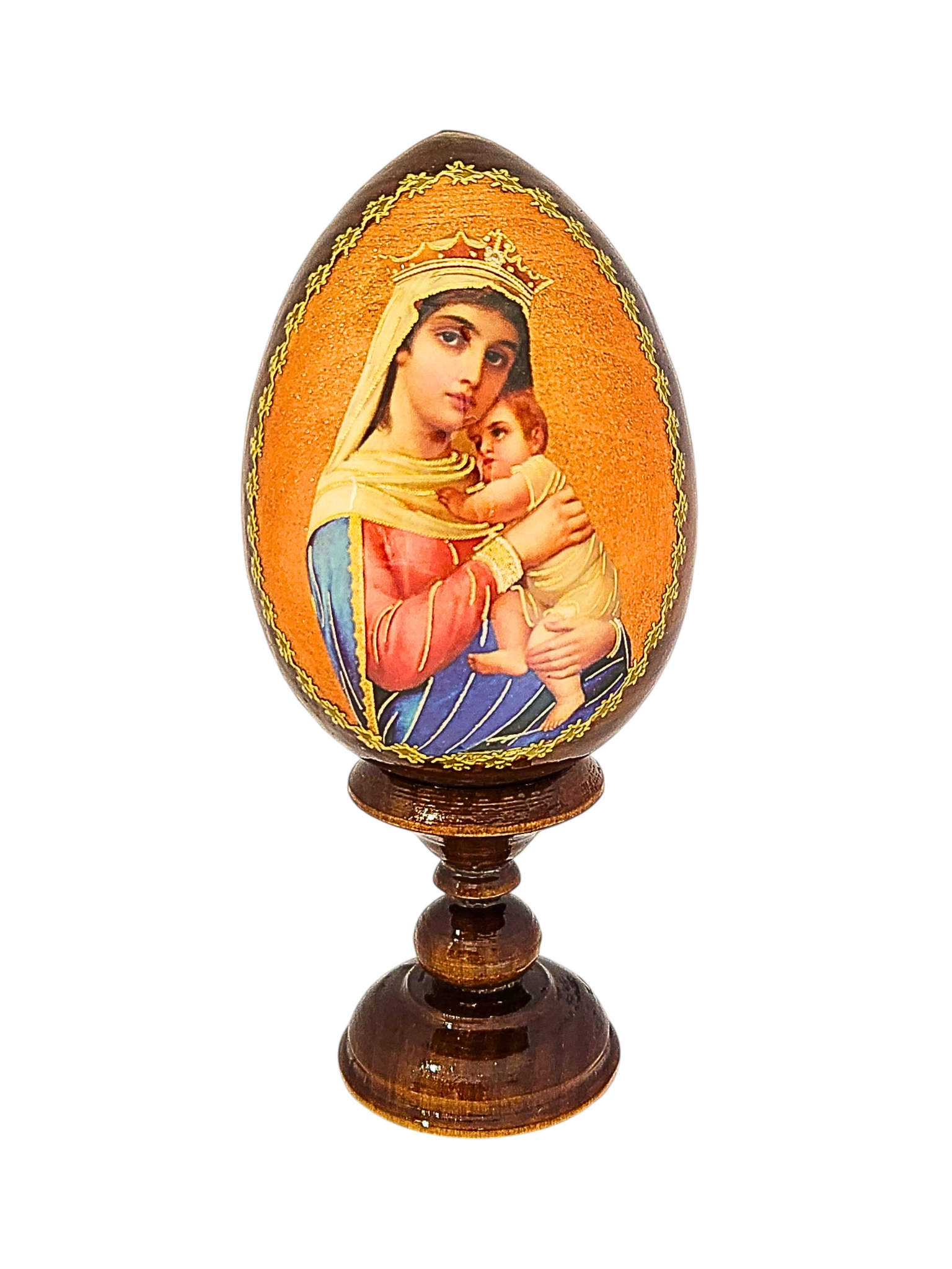 Ovo Russo em Madeira Ícone Nossa Senhora 13 cm-TerraCotta Arte Sacra