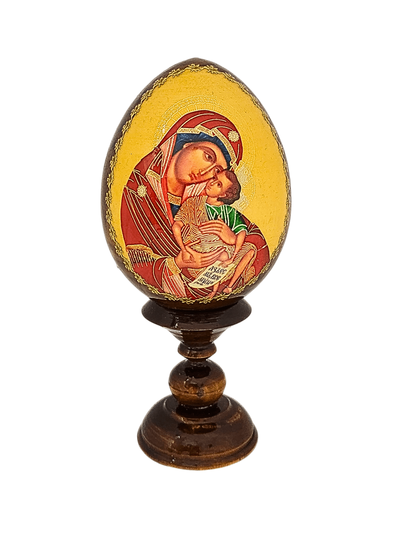 Ovo Russo em Madeira Ícone Nossa Senhora de Korsun 13 cm-TerraCotta Arte Sacra