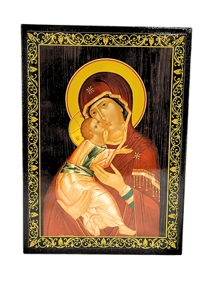 Porta Terço Bizantino Ícone Nossa Senhora da Ternura 14 x 10 x 3 cm-TerraCotta Arte Sacra