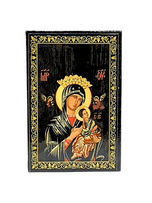 Porta Terço Bizantino Ícone Nossa Senhora do Perpétuo Socorro 6 x 9 x 3,5 cm-TerraCotta Arte Sacra