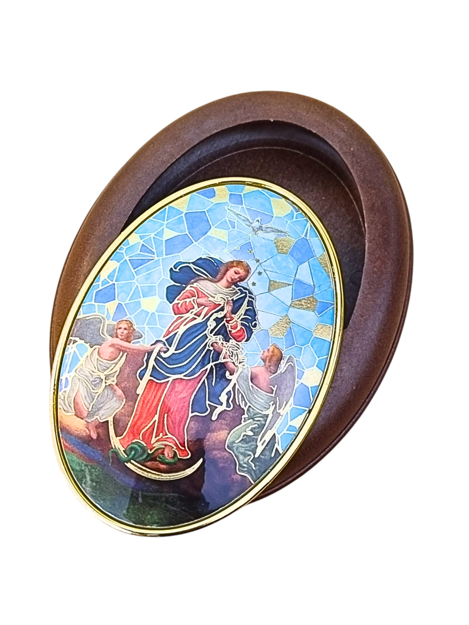 Porta Terço Italiano Oval Nossa Senhora Desatadora dos Nós-TerraCotta Arte Sacra