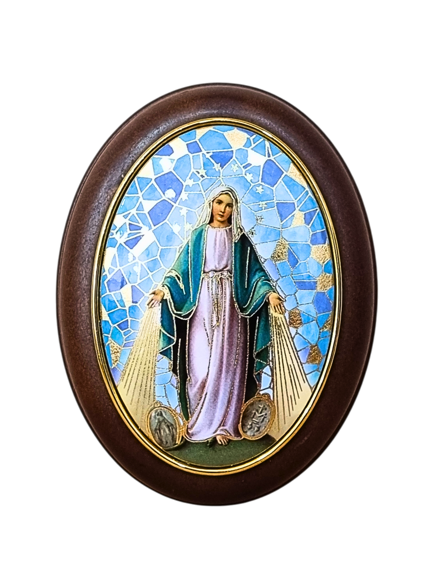 Porta Terço Italiano Oval Nossa Senhora das Graças-TerraCotta Arte Sacra