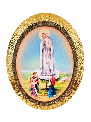 Quadro Italiano Oval Nossa Senhora de Fátima 14,05 x 11,5cm-TerraCotta Arte Sacra