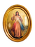 Quadro Italiano Oval com Folhas de Ouro Jesus Misericordioso 36,5 x 29cm-TerraCotta Arte Sacra