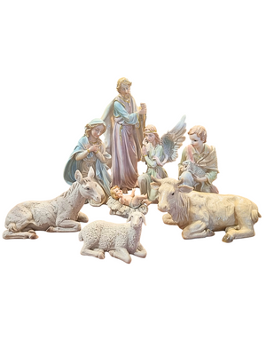 Sagrada Família com Pastor em Porcelana 8 peças 45 cm-TerraCotta Arte Sacra