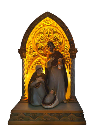 Sagrada Família em Resina Capela com Led 23 cm-TerraCotta Arte Sacra