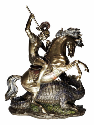 Imagem de São Jorge com acabamento em Bronze de 31 cm-TerraCotta Arte Sacra