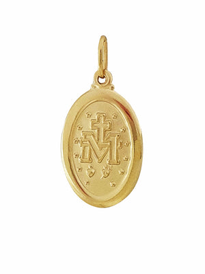 Medalha Milagrosa de Nossa Senhora das Graças de Prata de Lei 925 com Banho de Ouro 18 k-TerraCotta Arte Sacra